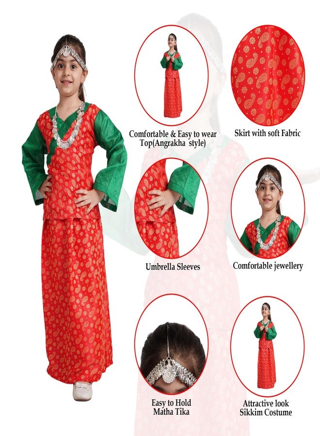 كاكو فانسي دريسيس زي رقص هندي تقليدي من الحرير من كاكو فانسي للأطفال - متعدد الألوان، مقاس 5-6 سنوات، للبنات - Image 3